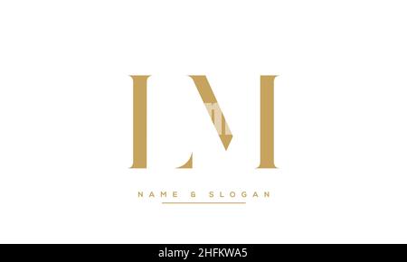 Modern abstract letter LM, ML logo design. Minimal LM, ML initial based icon vector Stock Vector