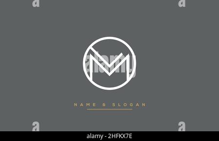 Modern abstract letter LM, ML logo design. Minimal LM, ML initial based icon vector Stock Vector