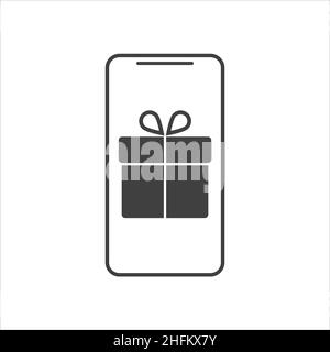 Concept of Online Gift by Smartphone. Vector illustration Stock Vector