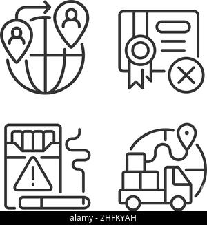 Contraband linear icons set Stock Vector