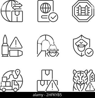 International trading linear icons set Stock Vector