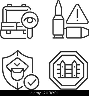 Checkpoint examination linear icons set Stock Vector