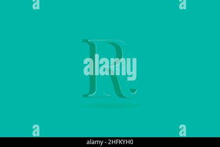 letter r capital 3d in green background letter r logo. Stock Vector