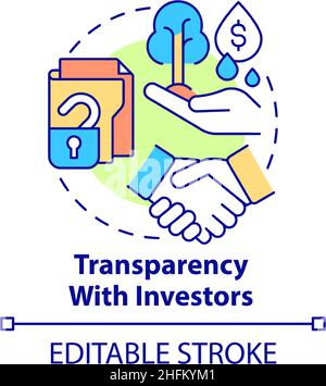 Transparency with investors concept icon Stock Vector