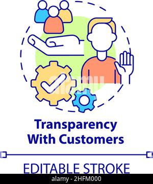 Transparency with customers concept icon Stock Vector