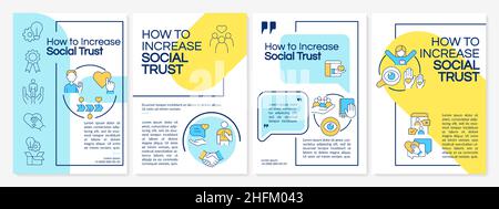 Increase social trust blue and yellow brochure template Stock Vector