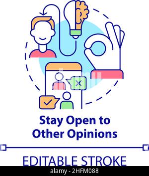 Stay open to other opinions concept icon Stock Vector