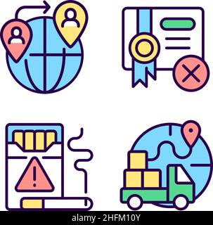 Contraband RGB color icons set Stock Vector
