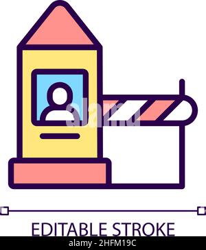 Land border checkpoint RGB color icon Stock Vector