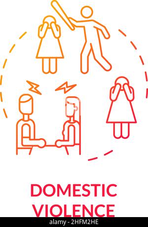 Domestic violence red gradient concept icon Stock Vector