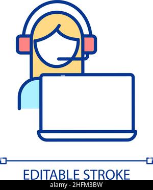 Customer support agent RGB color icon Stock Vector