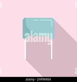 Current capacitor icon flat vector. Circuit resistor. Electronic chip ...