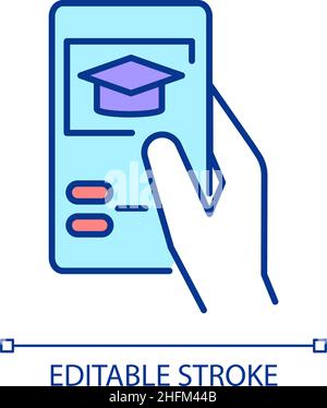 Mobile learning RGB color icon Stock Vector