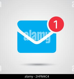 New incoming messages icon with notification. Envelope with incoming message on gray background. Vector illustration. Eps 10 vector file Stock Vector