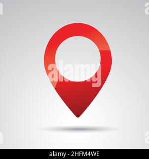 Map pointer icon in flat glossy style. Navigator symbol on gray background. Vector illustration. Eps 10 vector file. Stock Vector