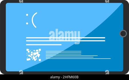 Error or damage on tablet, isolated malfunctioning electronic device, disconnection and digital equipment for communication. Browsing and internet acc Stock Vector