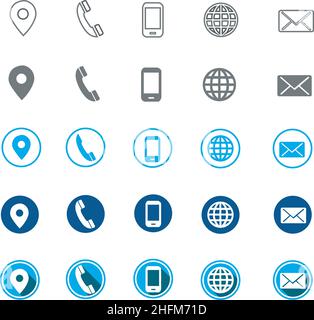5 different contact information web icon, all 25 icons in vector format Stock Vector