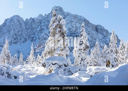 Winter landscape in Krnica valley, Slovenia Stock Photo