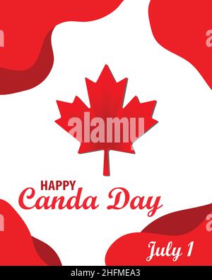 Happy Canada Day celebration with Maple leaf Poster Greeting card Vector illustration. Modern design minimalistic Stock Vector