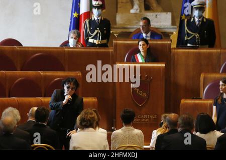 Cecilia Fabiano/LaPresse July 17 , 2020 Rome (Italy) News Extraordinary reunion of the city hall for nominate the Auditorium to Ennio Moricone In the pic : Renato Zero Stock Photo