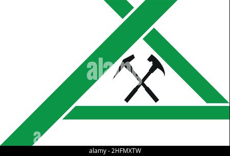 Roofer logo, tools and roof, roofer, logo, background Stock Vector