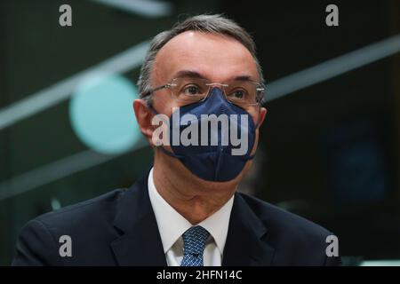 Greek Finance Minister Christos Staikouras During European Finance 