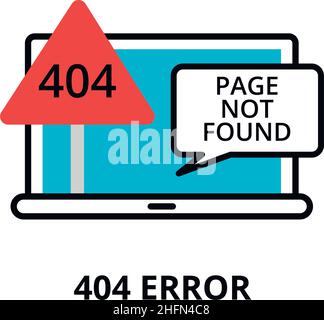 Modern flat editable line design vector illustration, concept of error 404 - page not found icon, for graphic and web design Stock Vector