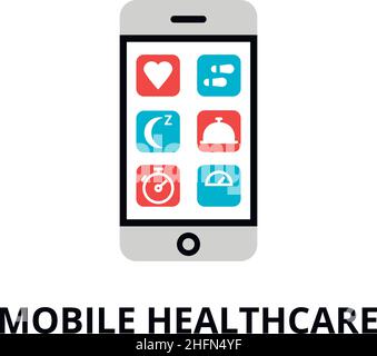 Modern flat editable line design vector illustration, concept of mobile healthcare icon, for graphic and web design Stock Vector