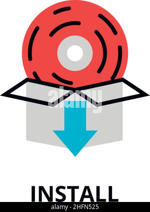 Modern flat editable line design vector illustration, concept of install application icon, for graphic and web design Stock Vector