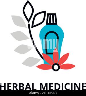 Modern flat editable line design vector illustration, concept of herbal medicine icon, for graphic and web design Stock Vector
