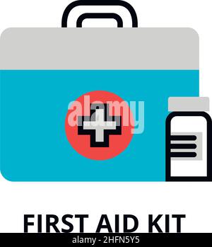 Modern flat editable line design vector illustration, concept of first aid kit icon, for graphic and web design Stock Vector