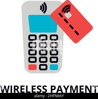 Modern flat editable line design vector illustration, concept of wireless payment icon, for graphic and web design Stock Vector