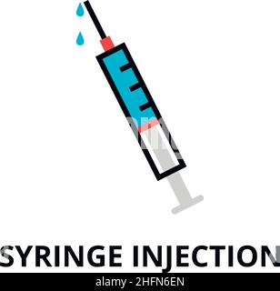 Modern flat editable line design vector illustration, concept of syringe injection icon, for graphic and web design Stock Vector
