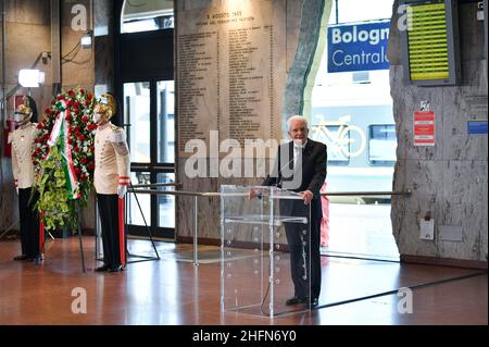 Massimo Paolone/LaPresse July 30, 2020 Bologna, Italy news Visit to the city of Bologna by the President of the Italian Republic Sergio Mattarella - In Central Station the President meets the family members of the victims of the Bologna massacre In the pic: Sergio Mattarella Stock Photo