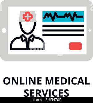 Modern flat editable line design vector illustration, concept of online medical services icon, for graphic and web design Stock Vector