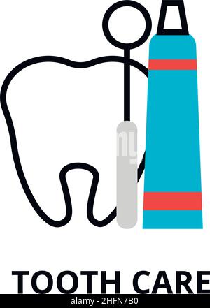 Modern flat editable line design vector illustration, concept of tooth care icon, for graphic and web design Stock Vector