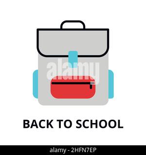 Back to school icon, flat thin line vector illustration, for graphic and web design Stock Vector
