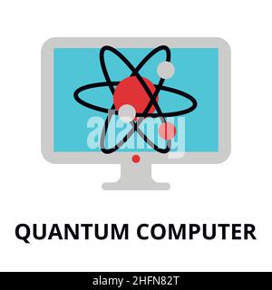 Modern flat editable vector line icon of future technology - quantum computer, for graphic and web design Stock Vector