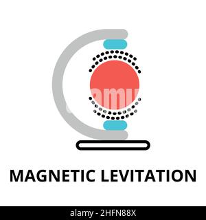 Modern flat editable vector line icon of future technology - magnetic levitation, for graphic and web design Stock Vector