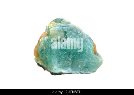 Rough Grandidierite gemstone on white background (selective focus). A member of rarest gemstone of the world. Stock Photo