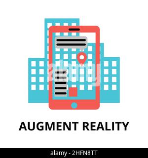 Modern flat editable vector line icon of future technology - augment reality, for graphic and web design Stock Vector
