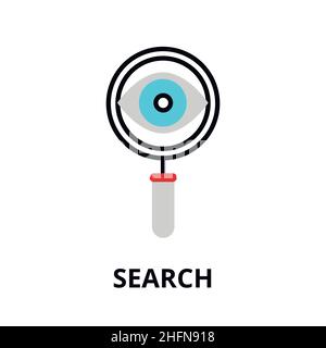 Search icon, flat thin line vector illustration, for graphic and web design Stock Vector