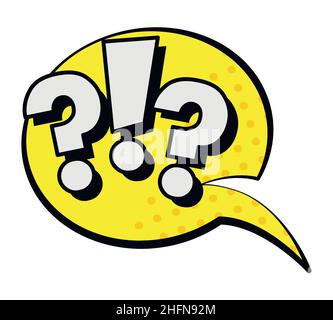 Question symbols - ?!? speech bubble in retro style. Vector illustration isolated on white background Stock Vector