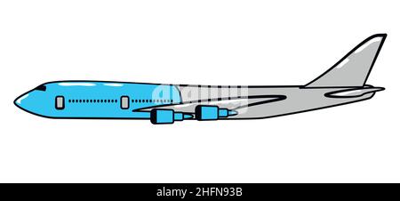 Airplane cartoon sticker in retro style on white background, vector illustration for travel theme Stock Vector