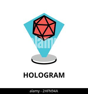 Modern flat editable vector line icon of future technology - hologram, for graphic and web design Stock Vector