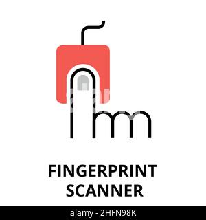 Modern flat design vector illustration, fingerprint scanner icon, for graphic and web design Stock Vector