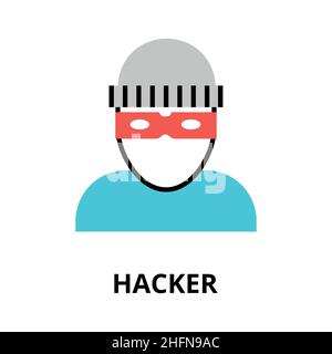 Modern flat design vector illustration, hacker icon, for graphic and web design Stock Vector