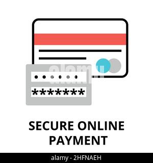 Modern flat design vector illustration, secure online payment icon, for graphic and web design Stock Vector