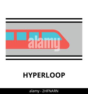Modern flat editable vector line icon of future technology - hyperloop, for graphic and web design Stock Vector