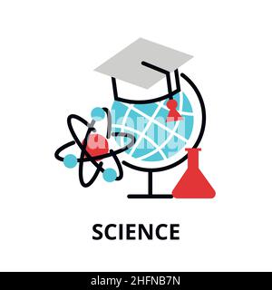 Science icon, flat thin line vector illustration, for graphic and web design Stock Vector
